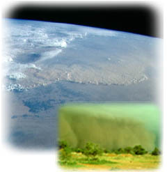 NASA space photo captures dust storm racing south across the Sahel; and view from the ground.